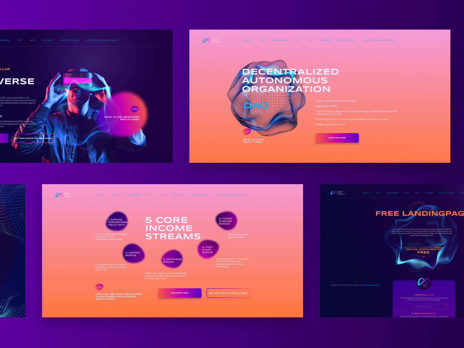 Web3 Landing Page Design & Development for a Metaverse DeFi blockchain ui conversion design crypto website custom website defi platform fintech design gradient design landing page design landing page development metaverse design mobile ui nft website responsive design startup website turnkey landing page uiux design web design web3 website website design website development