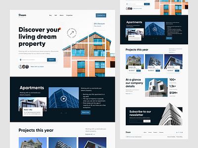 Dream- Real Estate landing page apartment architect design falconthought home house interior architecture landing page property real state real state agency real state web realestateagent rent ui ux web webdesign website websitedesign