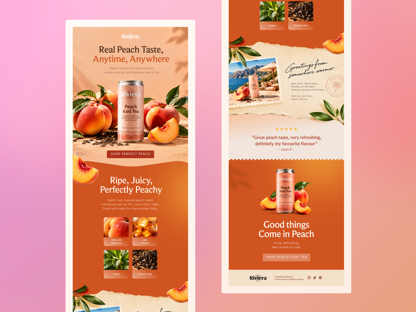 Peach Iced Tea – Email Marketing Campaign branding clean email design graphic design marketing design