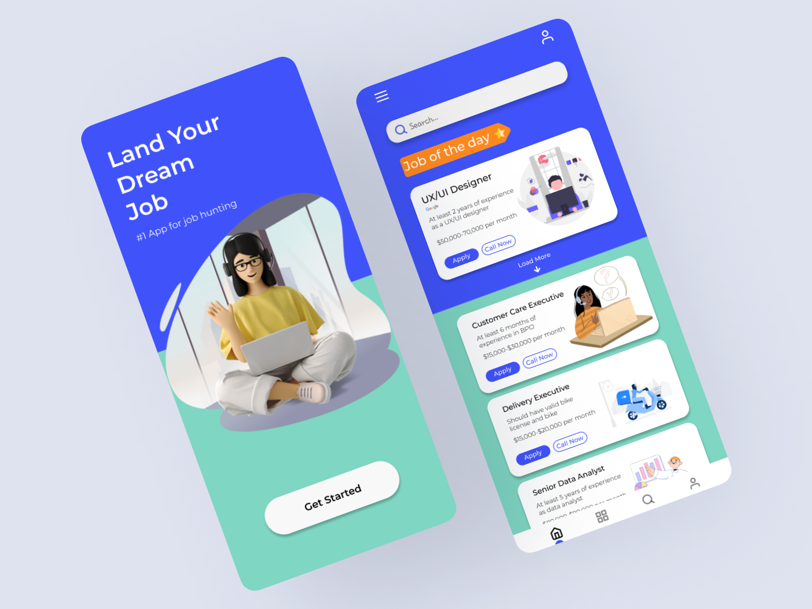 Job Hunt App UI app design app interface figma ui ui design ux