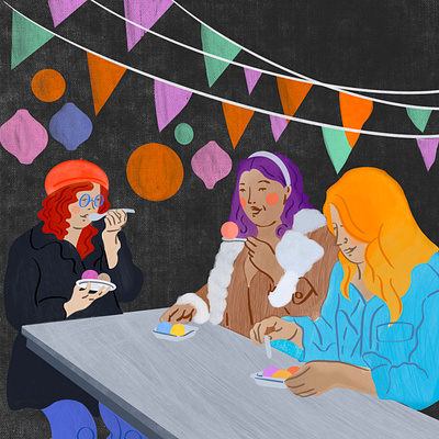 Went to Jeni's with some friends last night branding chicago concept design drawing fashion friendship ice cream illustration people procreate sketch spot illustration