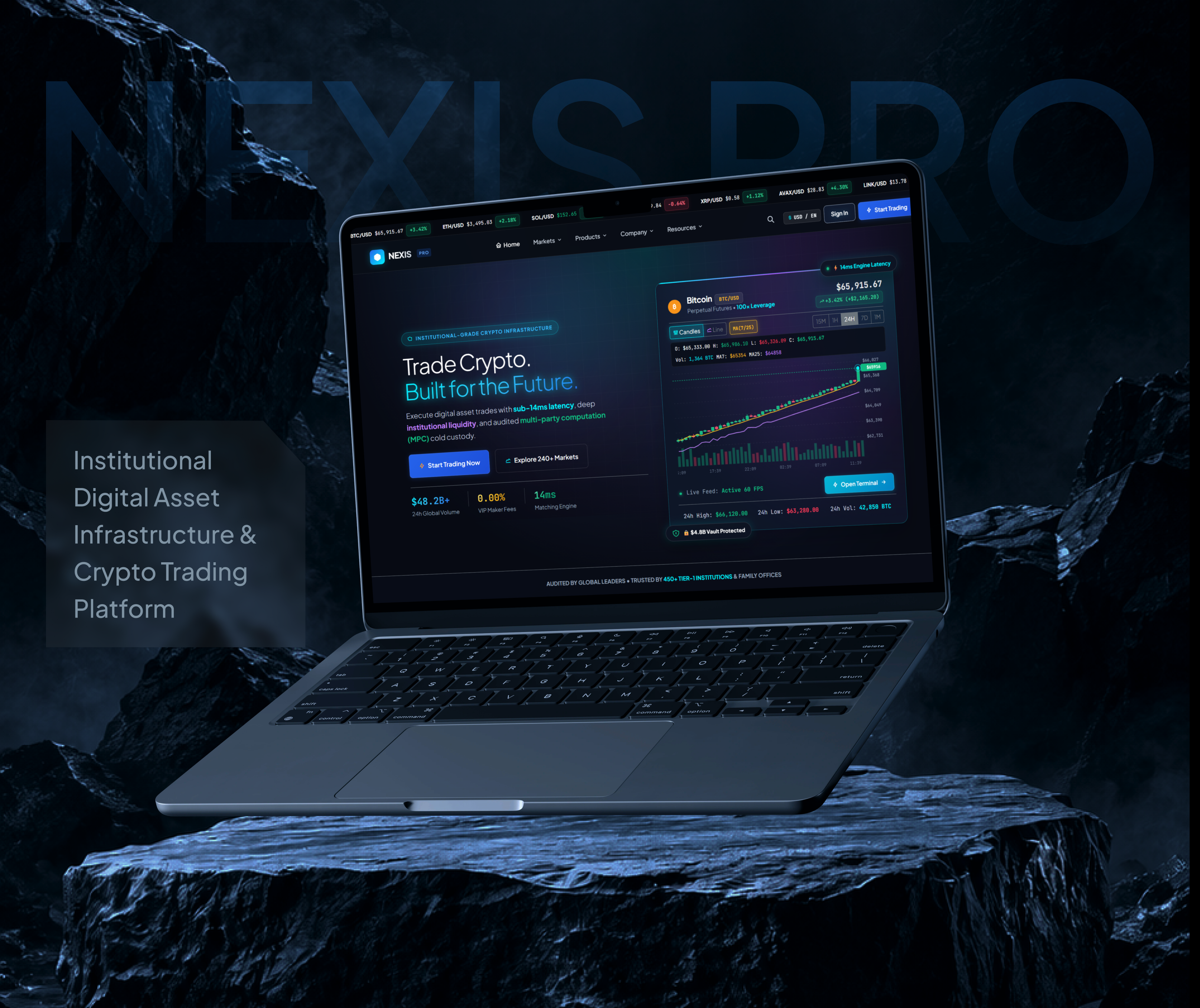 Crypto Trading Landing Page blockchain crypto crypto landing page cryptocurrency cryptotrading dashboard design defi figma fintech institutional landing page product design saas design trading trading platform ui design ui ux web design web designer web3