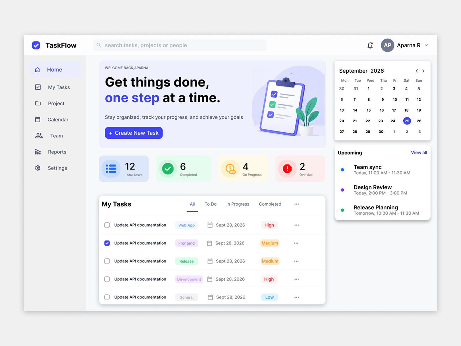 Dashboard clean ui dashboard figma productivity project management saas task management ui design user interface ux design web app web design