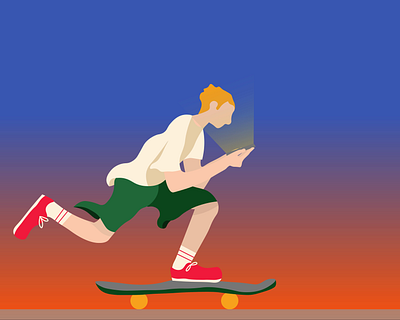 Phone addiction addiction animation cel animation design graphic design illustration motion graphics phone skate skateboarding vector