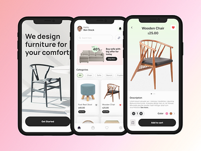 Furniture Mobile App design graphic design landing page mobile app product app ui ux website design
