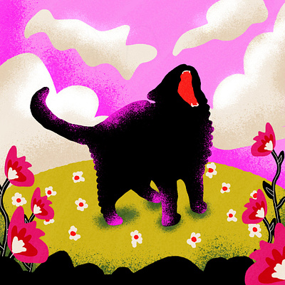 the cat's scream animation artist branding cats colors design digitalart drawing flowers illustration ilustração pink procreate risograph