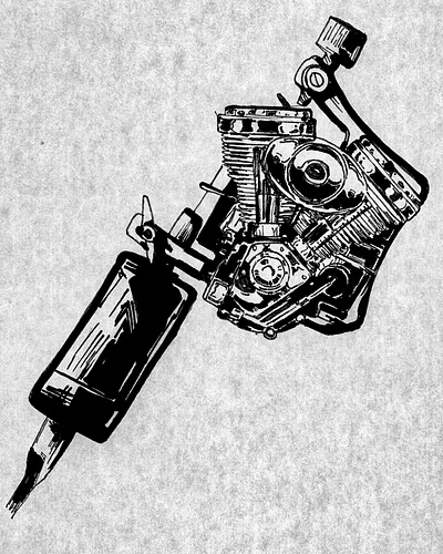 Tattoo Motor art black and white design drawing illustration pen and ink