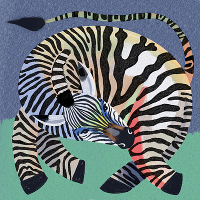 Zebra animal animal art collage design drawing exotic illustration nature procreate rainbow safari sketch sketchbook zebra zoo