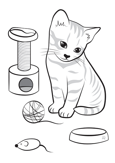 Cute cat coloring page cat coloring