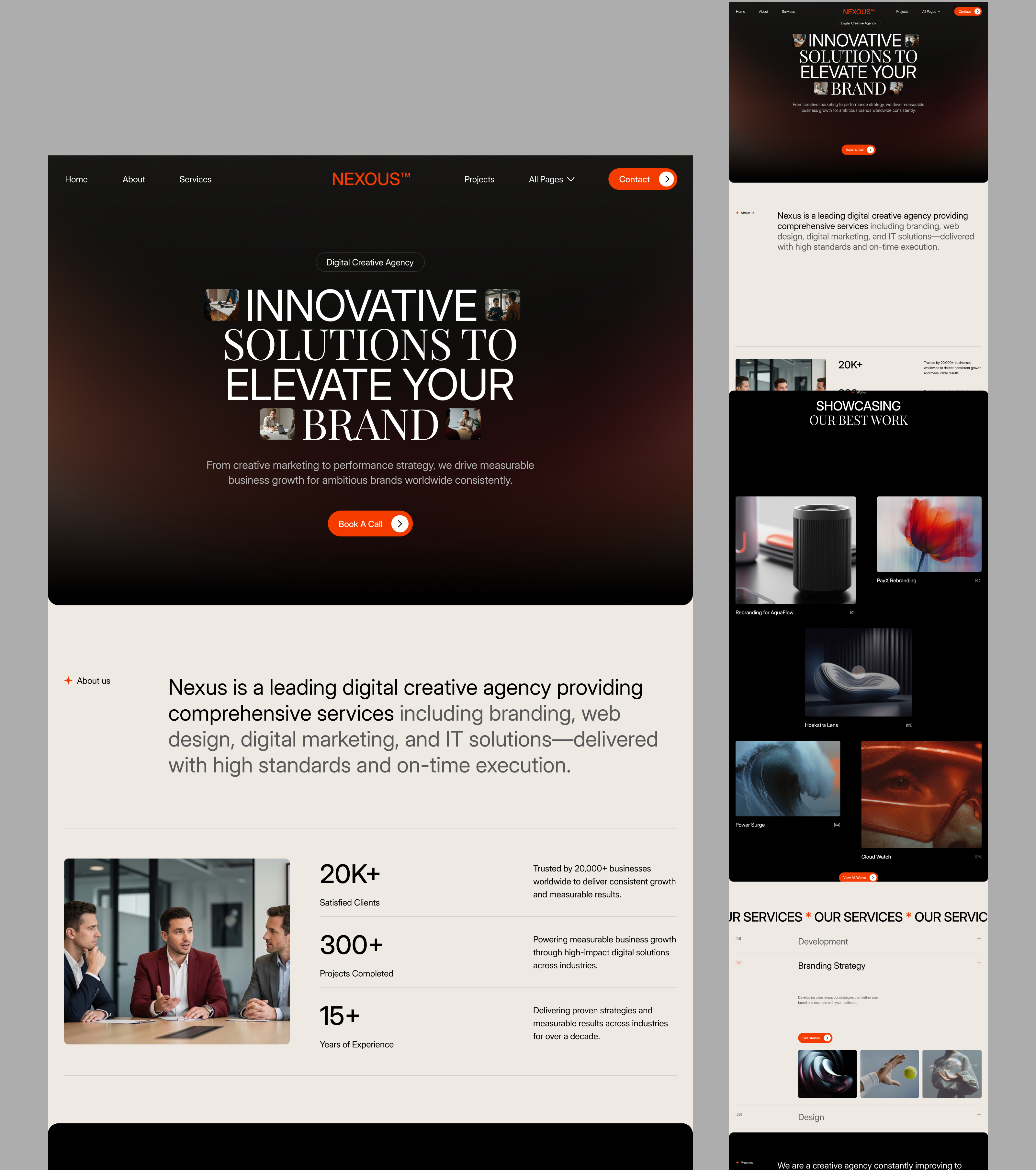 Dark Creative Agency Website Design agency website astro creative agency dark theme dark ui digital agency framer hero section homepage landing page landing page design nextjs ui design ui ux web design web ui webflow website website design website template