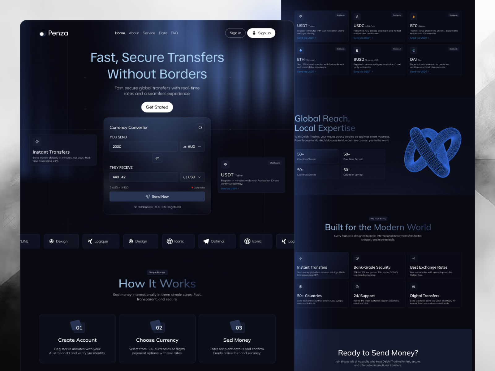 Fintech SaaS website design | Landing Page digital money exchanges finance fintech fintech landing page landing page money money exchange saas transfer ui ux design website website design