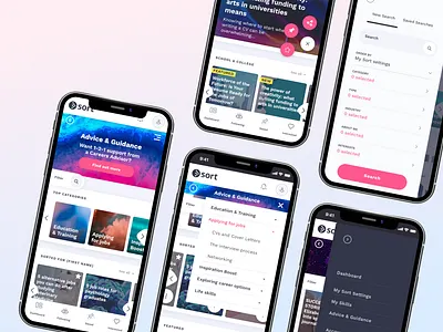 Advice & Guidance section - web app adobe xd career graduate interaction design job search mobile design mobile first ui ui design uiux web app web design