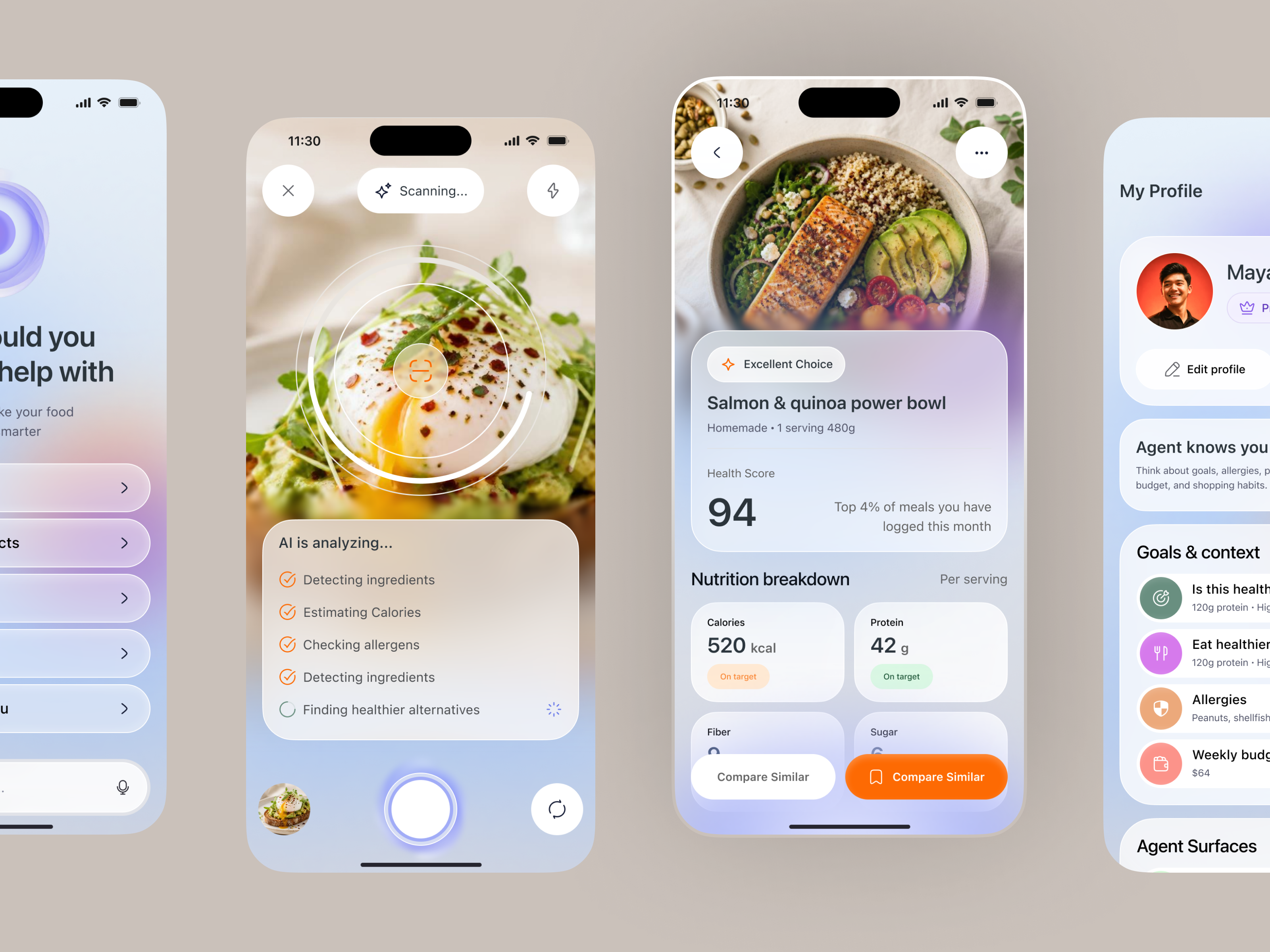 AI Food Scanner App — Smart Nutrition & Healthy Meal Tracking UI ai ai app design ai food app ai food scanner ai food scanner app ai food tracker app ai nutrition app calorie tracker food app food scanner food scanner app food tracking app health app healthy eating app healthy lifestyle ios app design meal tracking nutrition app web