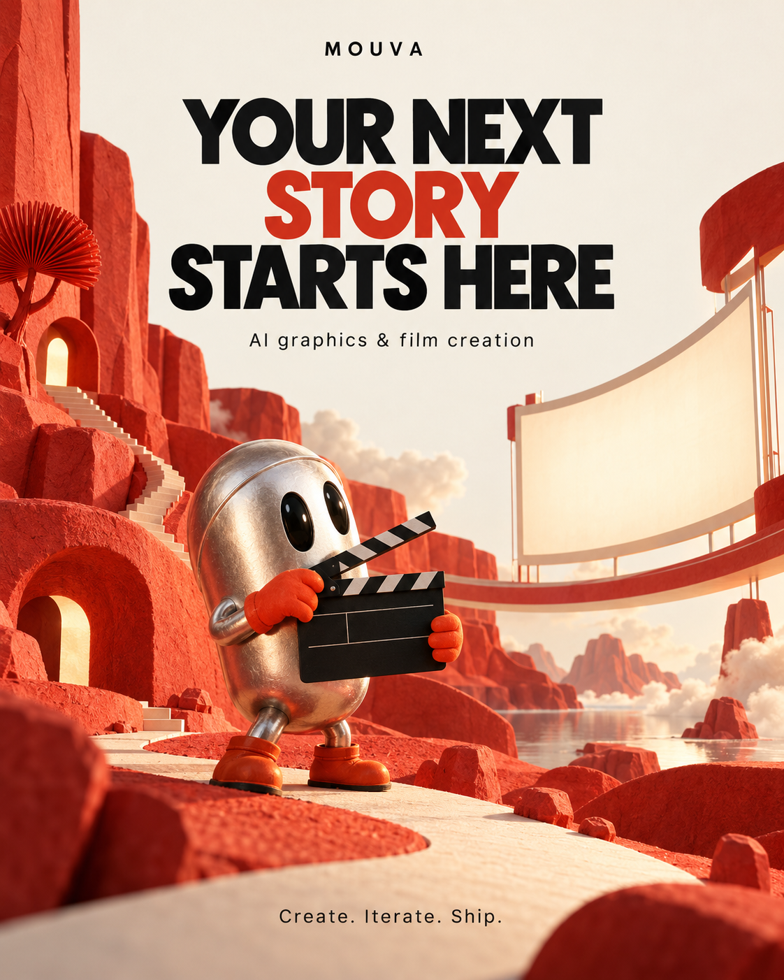 Mouva — Your Next Story Starts Here art direction branding creative platform graphic design illustration mascot poster design