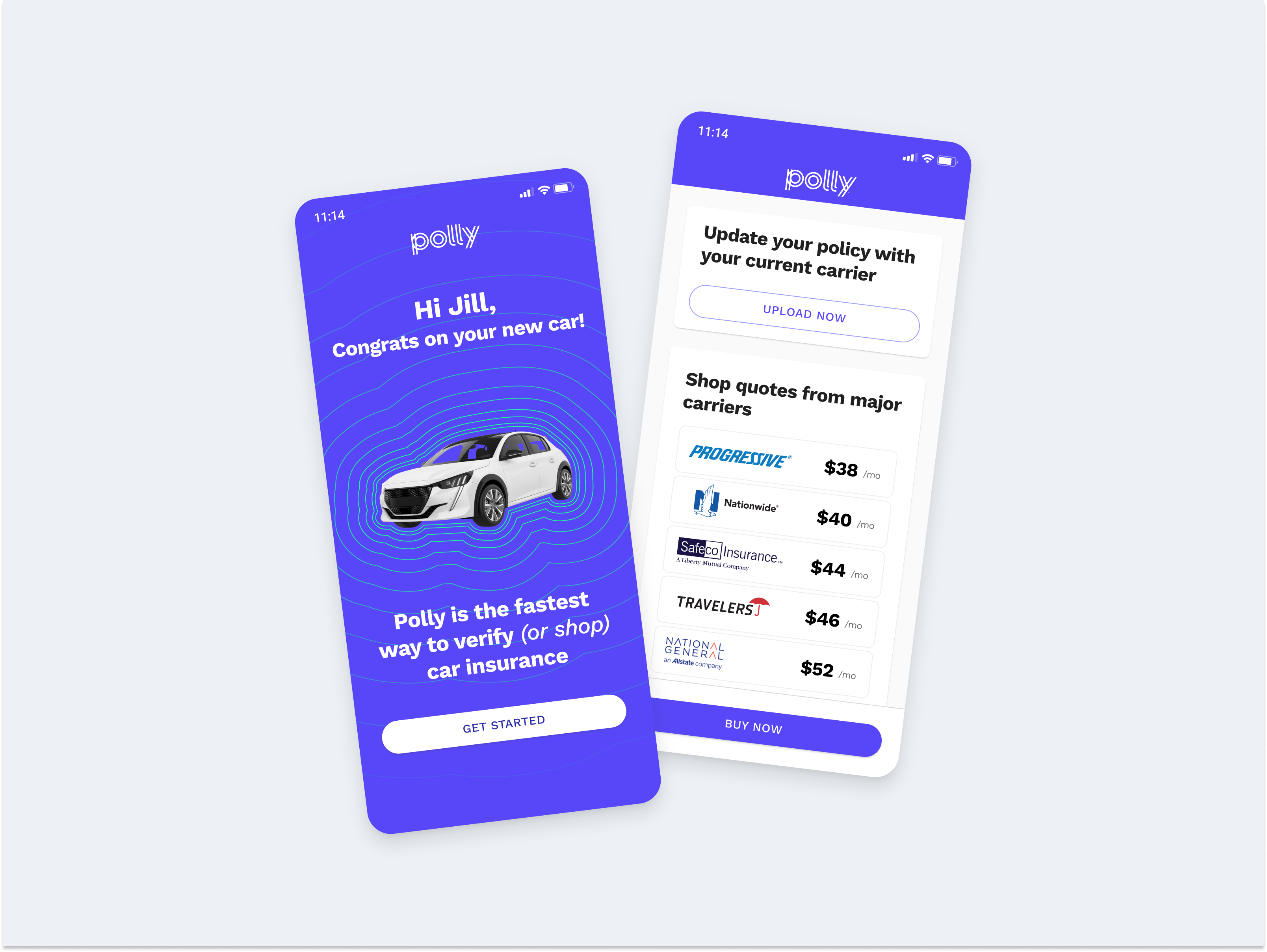 Polly Insurance Quoting App mobile product design