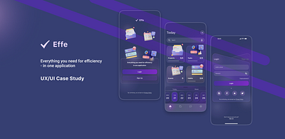 Effe - Case Study Task App glassmorphizm mobile app modern design purple to do app ui ux