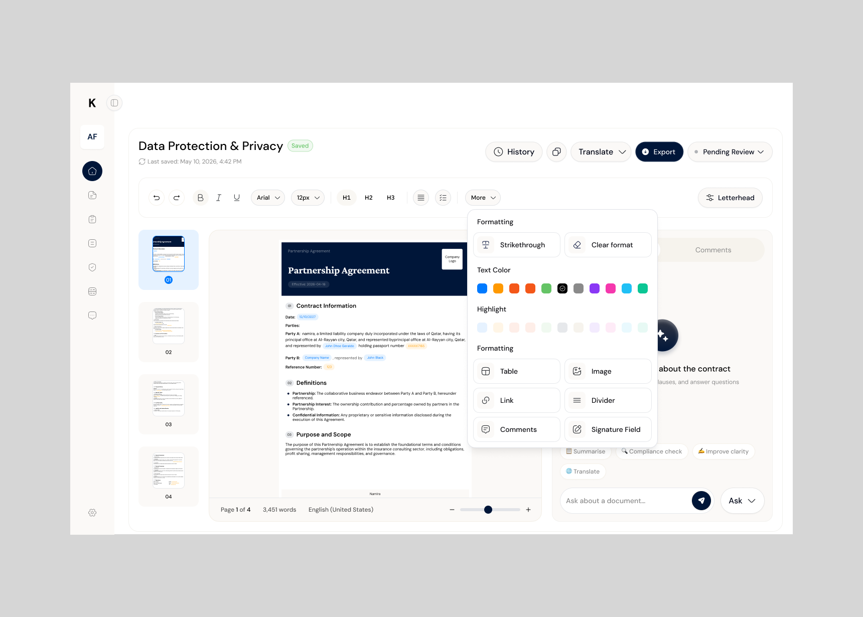 AI-Powered Contract Management Dashboard — LegalTech SaaS UI ai b2b saas compliance contract management dashboard design system document management ecommerce enterprise software legal design legal technology modern ui product design saas software design ui design user interface ux design web app web design