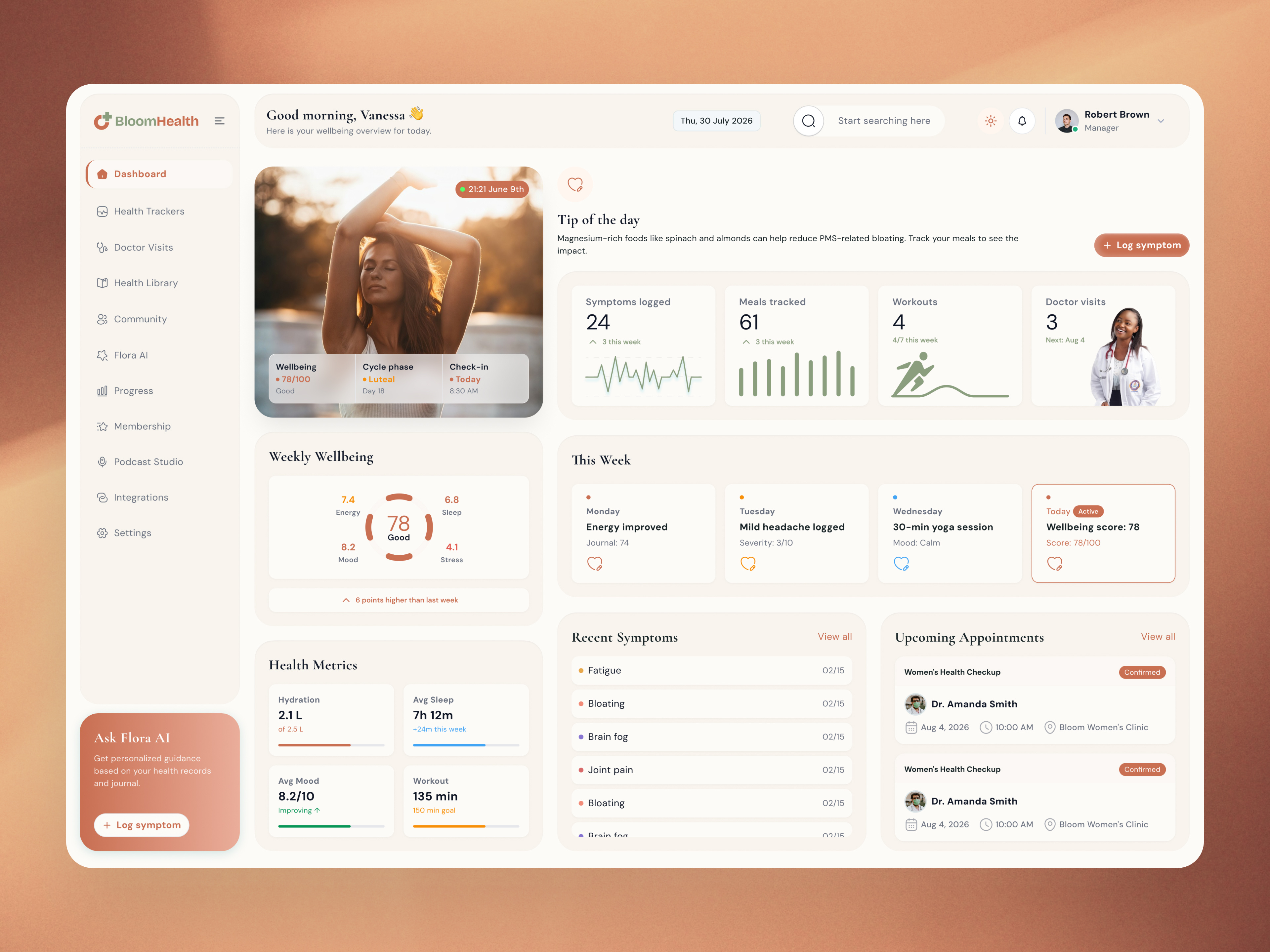 Bloom Health — Healthcare Web App UX/UI Design branding dashboard design healthcare dashboard healthcare website shot design ui ui design uiux design ux ux design web app design