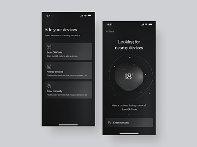 Adding and searching new device - Smart home iOS app add device adding app application design ios loading looking for mobile app modern percent progress search searching selecting method ui ui design ux ux design vibrant