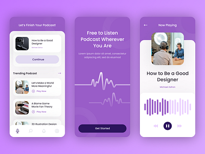 Podcast Mobile App animation design graphic design logo mobile app motion graphics music podcast ui ui design website design