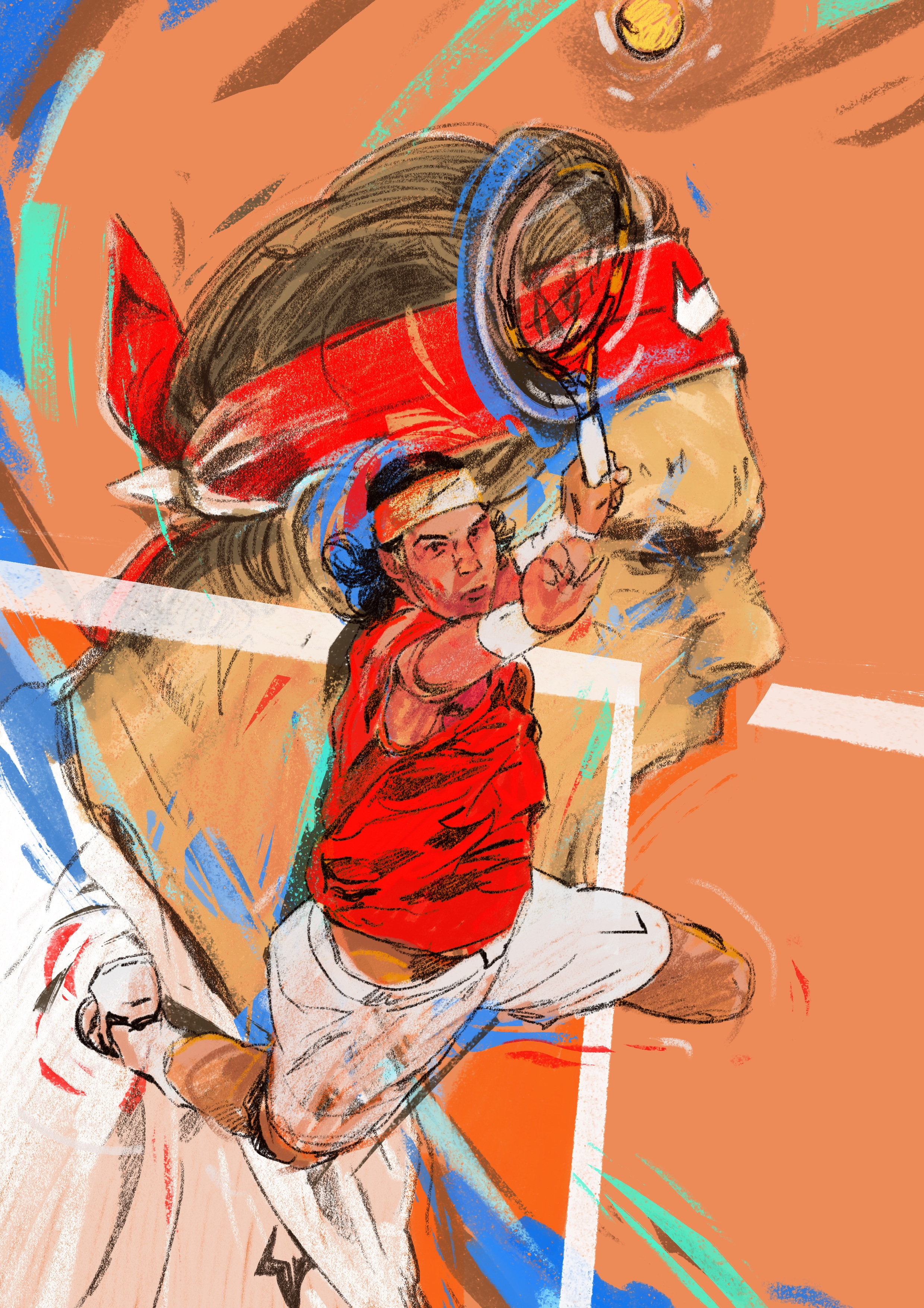 Rafael Nadal - Illustrated character illustration illustrator legend nadal people portrait portrait illustration procreate rafael nadal sports sports illustration tennis tennis legend tennis star