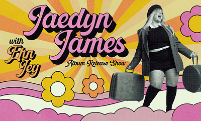 Jaedyn James Social Media Graphic 1970s 70s clouds concert ehn jey event flower jaedyn james minneapolis musician orange poster retro singer social media vintage