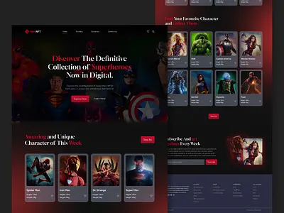 Superheroes NFT Landing Page app branding design graphic design illustration logo typography ui ux vector