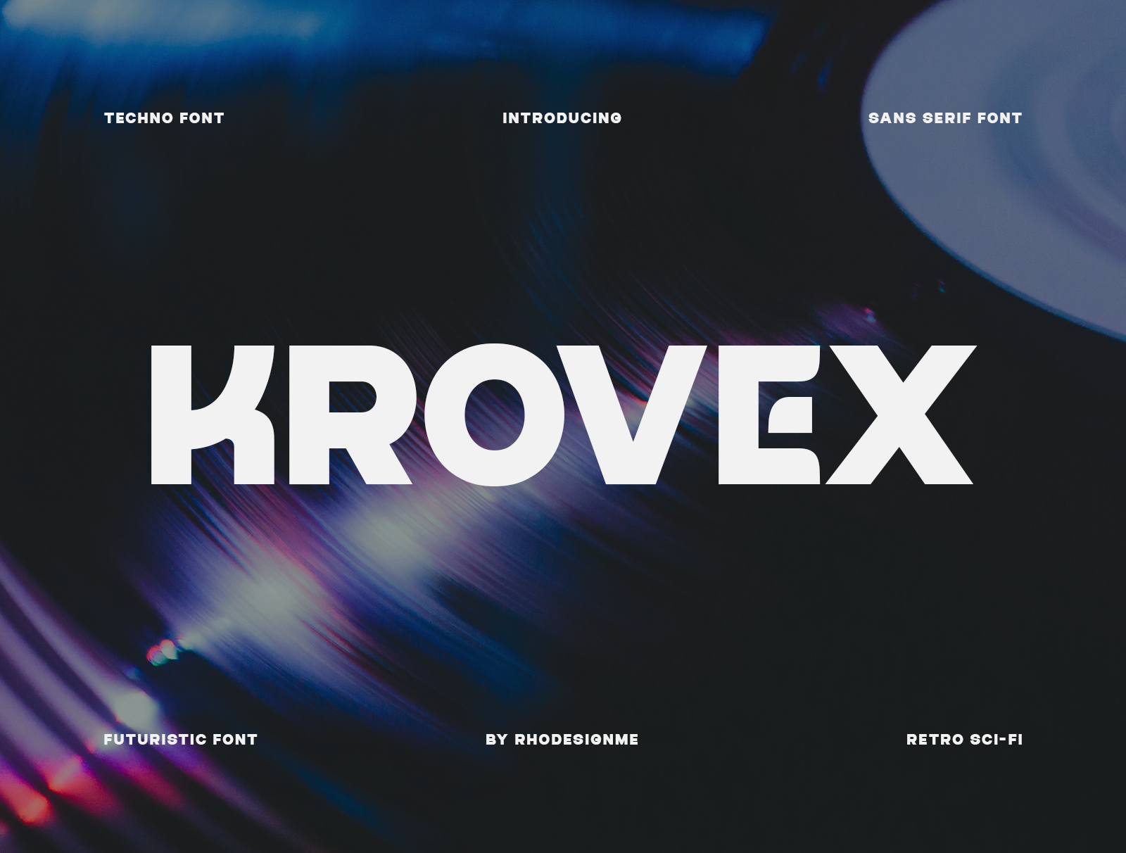 Krovex – Futuristic Techno Sans Serif Font album cover bold font branding cyberpunk display font font futuristic font gaming font logo design modern font poster design retro sci fi sans serif sci fi tech font techno font typeface typography