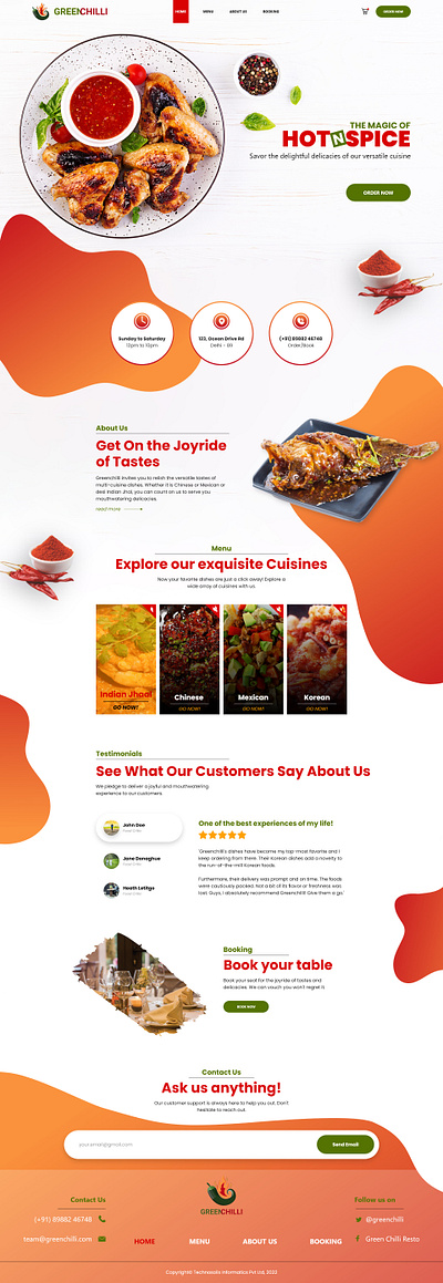 GreenChilli - A Spicier Cuisine adobe adobe illustrator adobe photoshop food graphic design restaurant ui ux web design