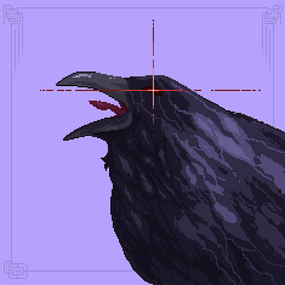 Raven 2d art crow dark digital art gothic graphic design illustration logo pixel pixel art raven ui