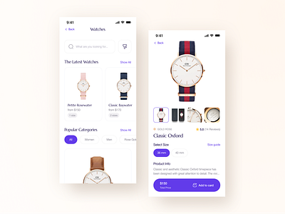 Category & Product Card - Daniel Wellington Concept app app application cart category danielwellington design ecommerce ios jewelry mobile app page product productcard store ui ui design ux watch watches