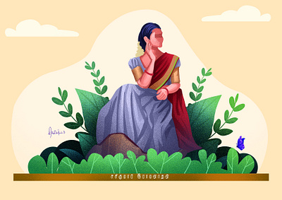 Tamil Traditional Thavani girl character design character illustration digital art illustration tamil thavani girl tamil traditional tamil village girl trending character illustration uiux village life