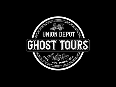 Ghost Tour Logo Concept #3 ghost ghost tour ghosts haunted historic logo logo design railroad railway retro spooky train train station train tracks vintage