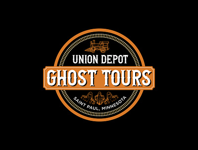 Ghost Tour Logo Concept #4 ghost ghost tour ghosts halloween haunted railroad railway retro spooky train train station train track trains vintage