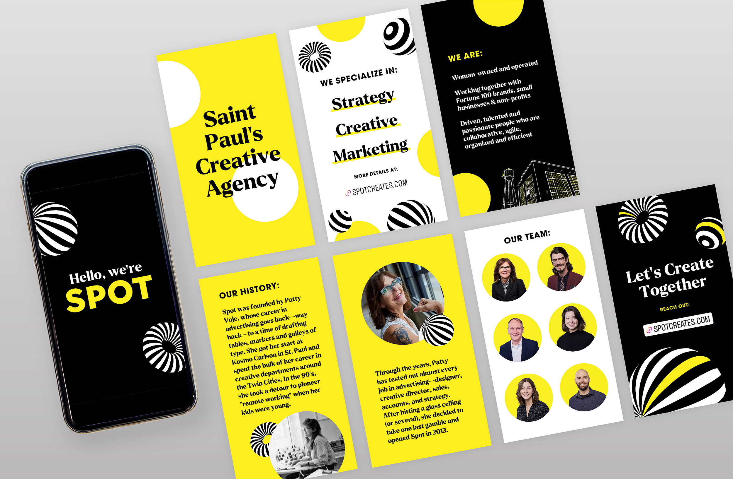 Spot Instagram Story Intro Videos balls circles creative agency fun hello highlight instagram introduction saint paul social media spot story twin cities yellow