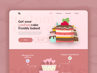 Custom Cake Website Concept cake company custom cake figma homepage landing landingpage shot ui ux webdesign website