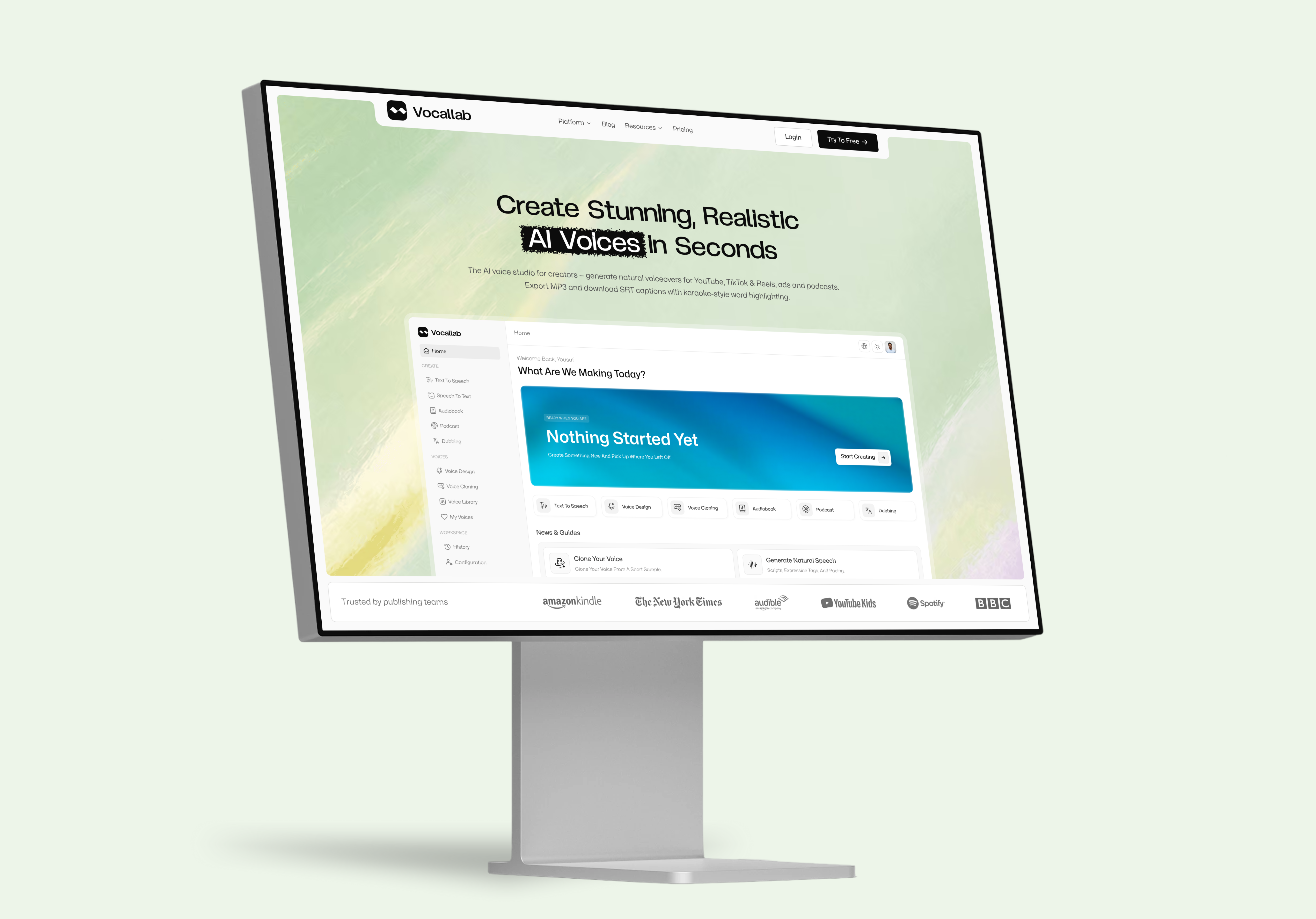 AI Voice Generator Landing Page ai ai agent ai automation ai platform ai voice generator branding finance landing page product design saas ui ux web design website