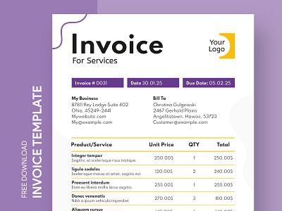 Invoice for Services Free Google Docs Template bill business check corporate docs document google invoice invoices ms pay payment print printing sales service tax template templates word