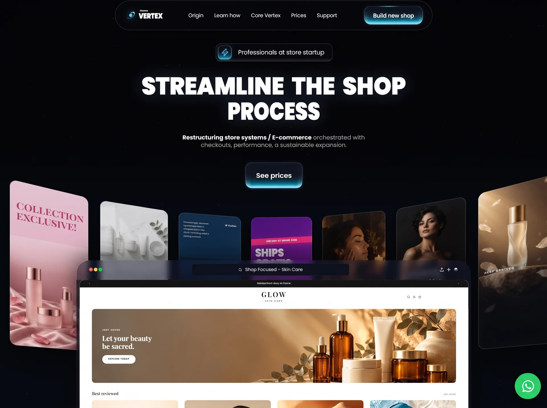 Streamline the Shop Process – SaaS Landing Page beauty dark mode design system dribbble ecommerce figma hero section landing page minimal modern product design prototype retail saas shop builder startup storefront ui ux web design