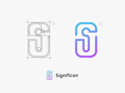 Significon aspect ratio branding golden ratio gradient grid icon letter i letter s line icon logo significon