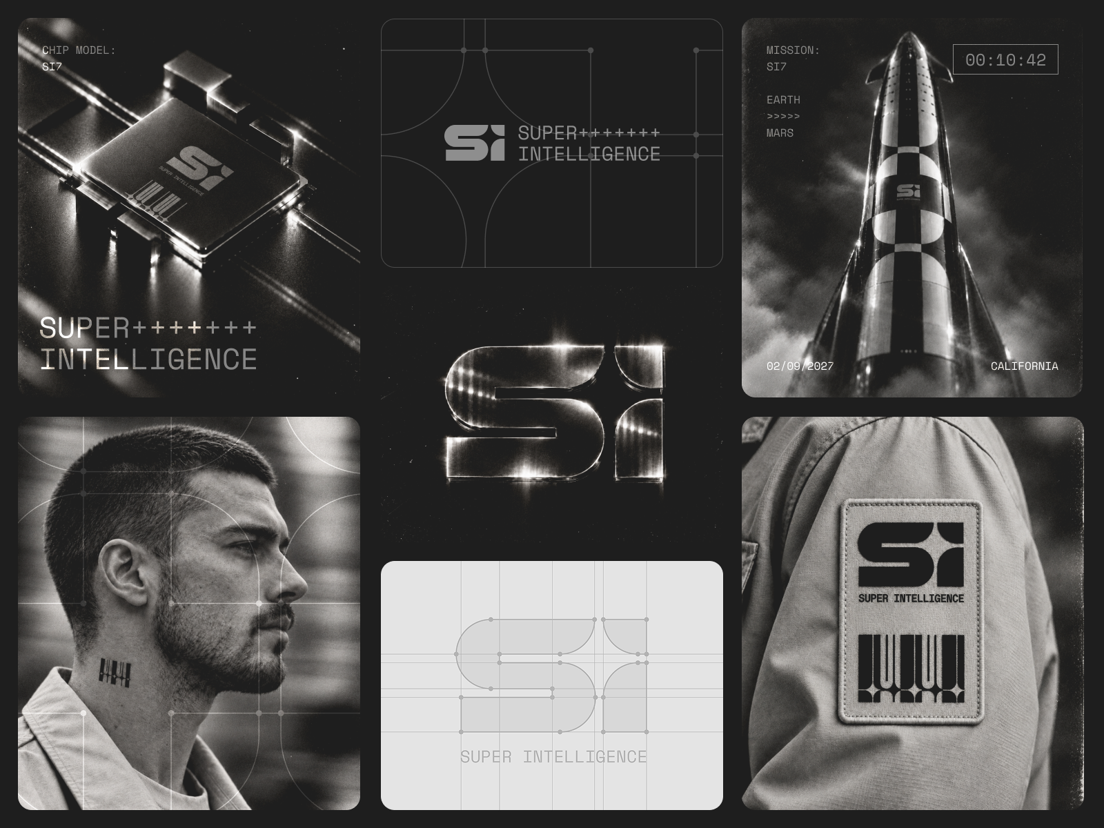 Super Intelligence — Visual Identity Concept ai blockchain branding icon identity illustration intelligence lepisov lettering logo microchip pattern saas space star super system tech ui visual