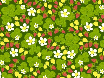 Strawberry Flowers agriculture botanical botanical illustration floral floriculture food fruit fruit illustration fruits graphic design green horticulture illustration red ripe ripe strawberries strawberries strawberry patch