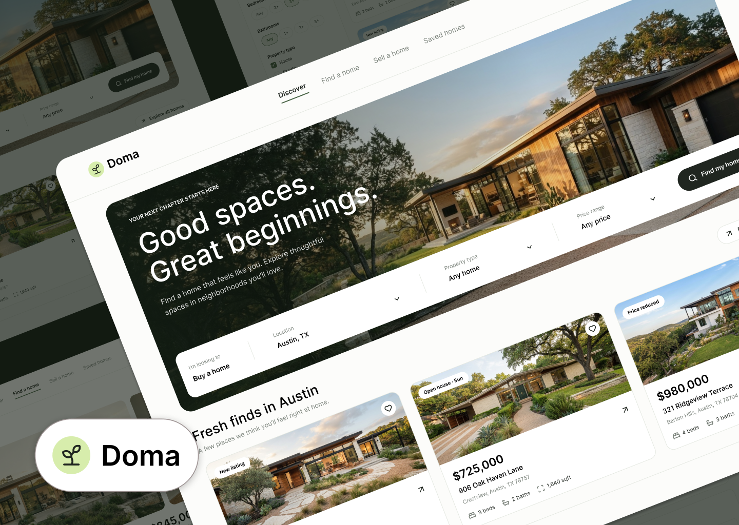 Doma: Modern Real Estate Discovery & Search Experience. clean ui coins fintech naim naim elhasnaoui naim has nft real estate ui use interface user experience ux web3