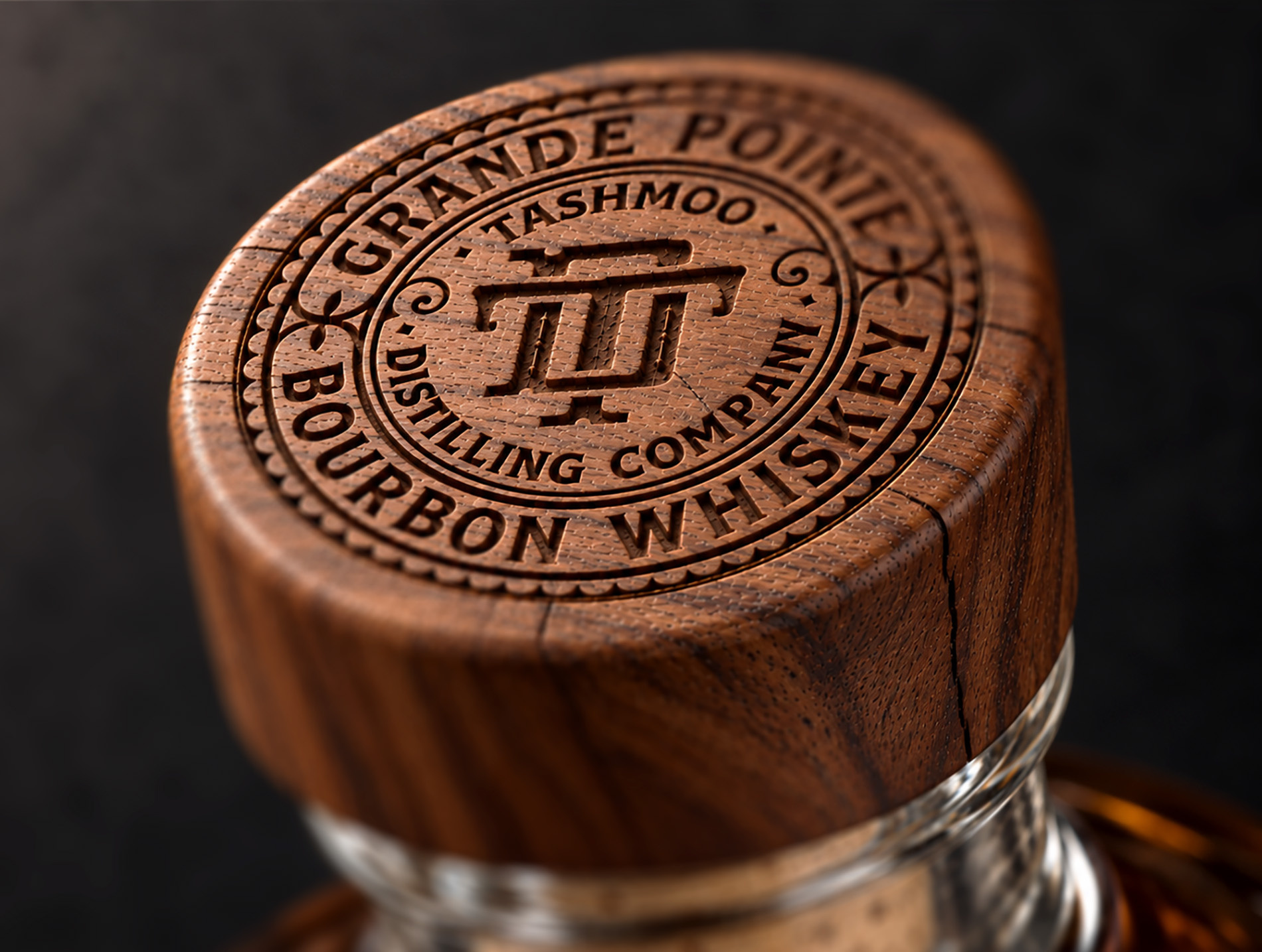 Grande Pointe Bourbon Whiskey Monogram bourbon brand identity branding carving crest distillery distillery label distillery logo gin header hero page logo monogram spirits spirits label vintage vodka whiskey whisky wood