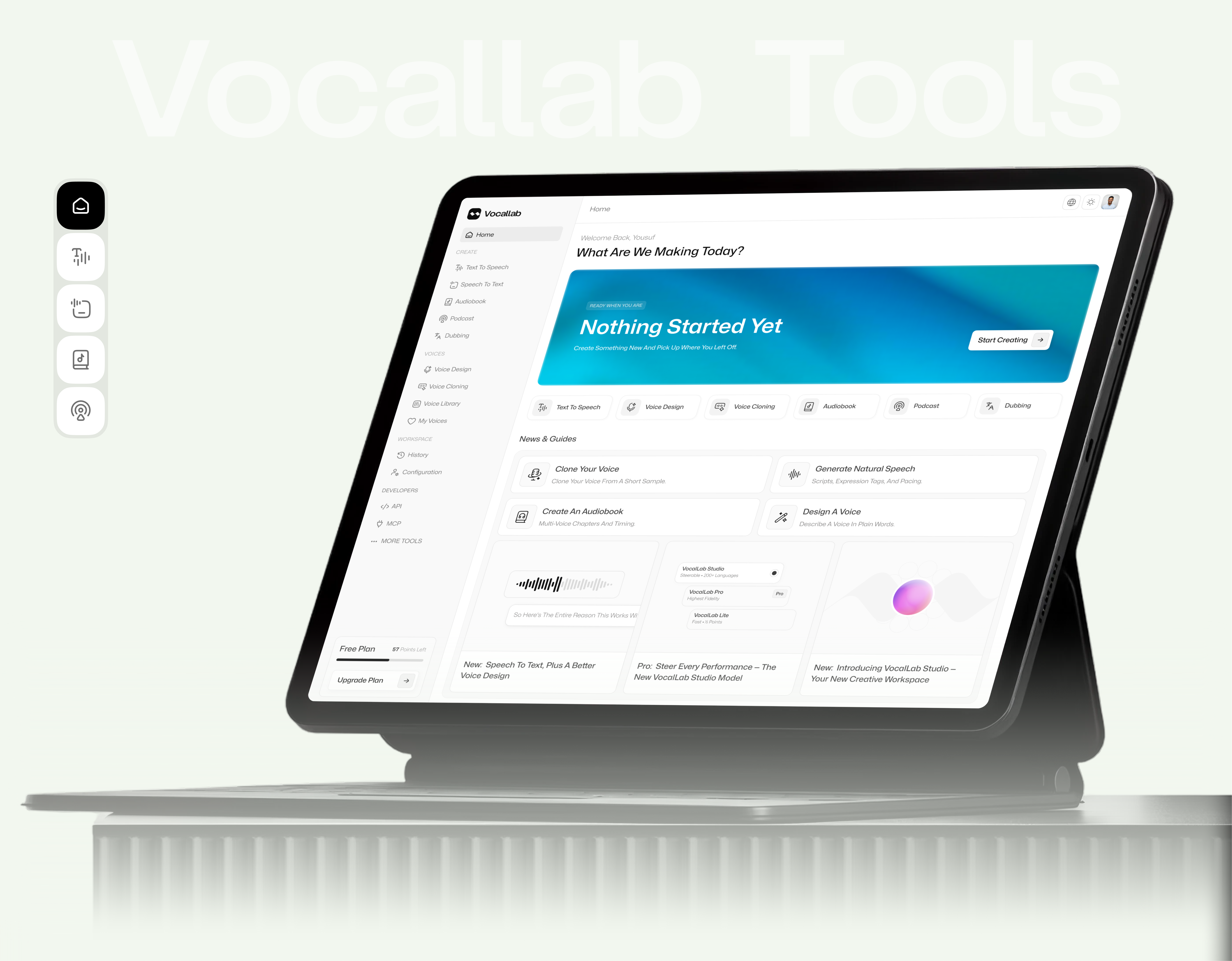 Dashboard for AI Voice Generator ai ai dashboard ai platform ai studio ai voice audiobook design branding dashboard dashboard design product design text to speech voice cloning web design