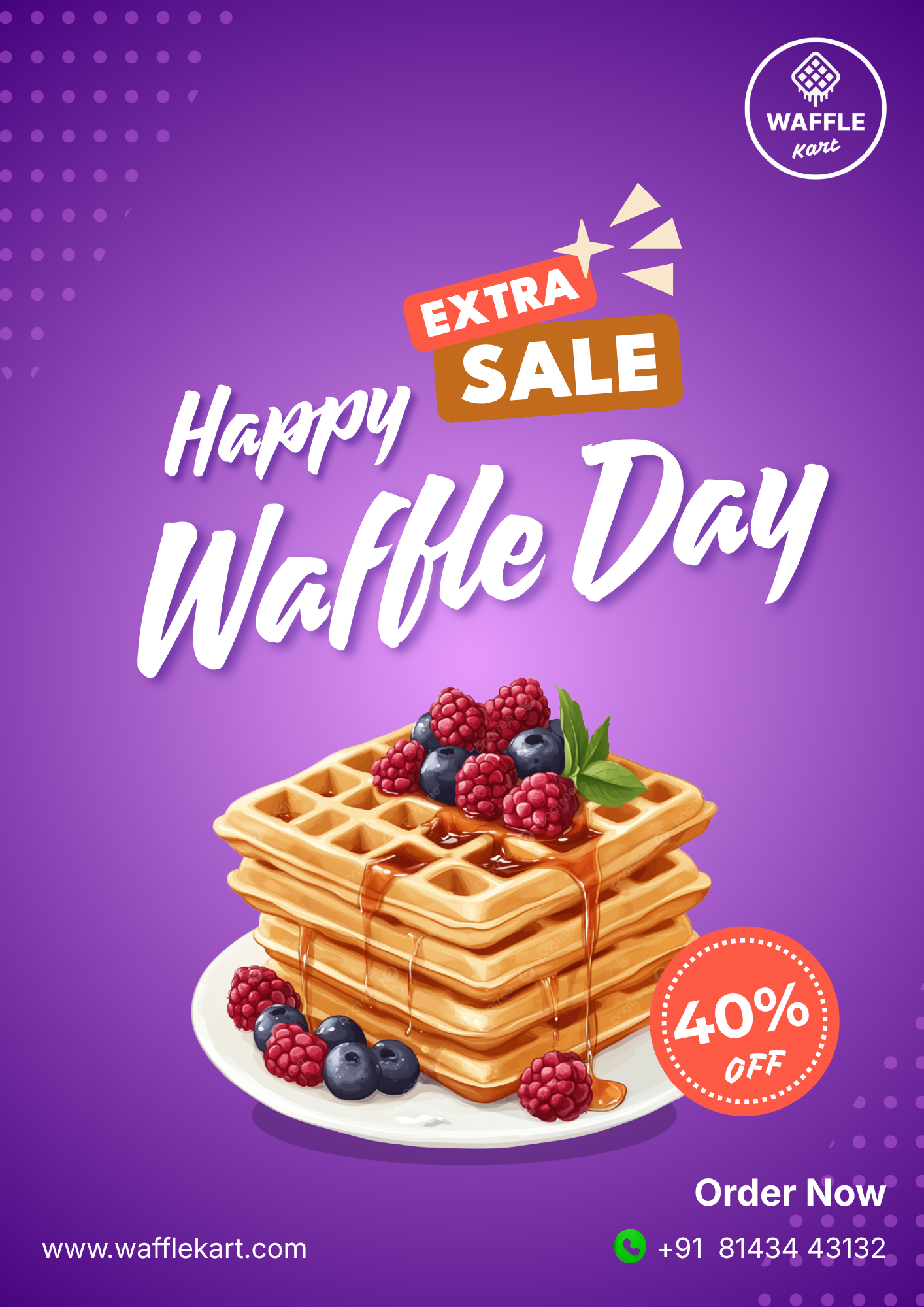 Waffle Kart - poster branding design foodbranding foodposter graphic design idea illustration logo poster poster ad sale ui wafer waffleday wafflekart waffles