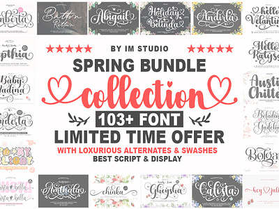 Spring Bundle Collection. best calligraphy fonts best script fonts best seller fonts bundle font calligraphy fonts font font design handwritten happy spring happy sammer script script font spring bundle collection spring fonts wedding fonts
