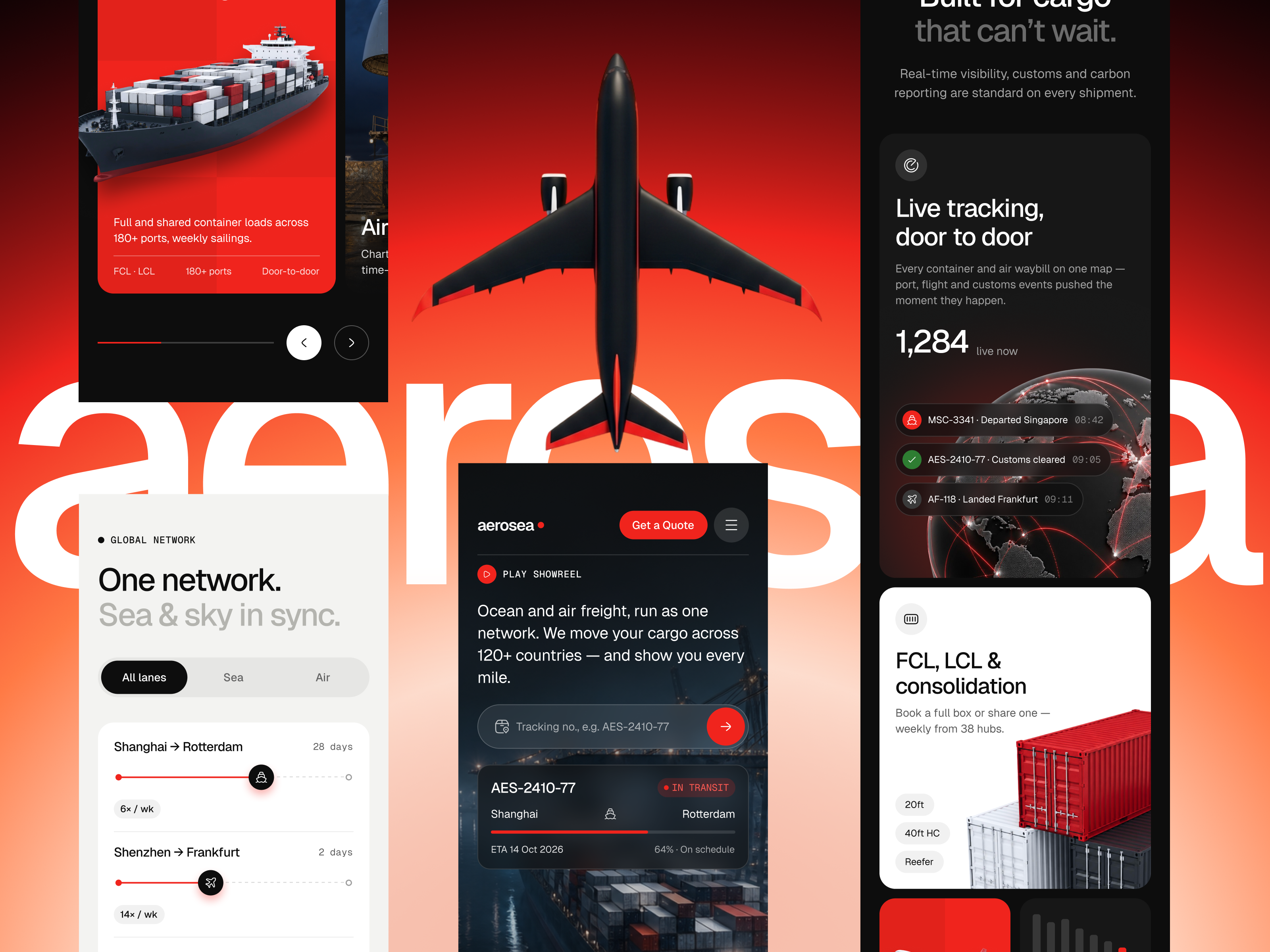 Aerosea — Freight Tracking, Mobile Edition cargo carousel dark ui freigh logistics mobile mobile app mobile responsive responsive design shipping supply chain tracking transport ui design ux design
