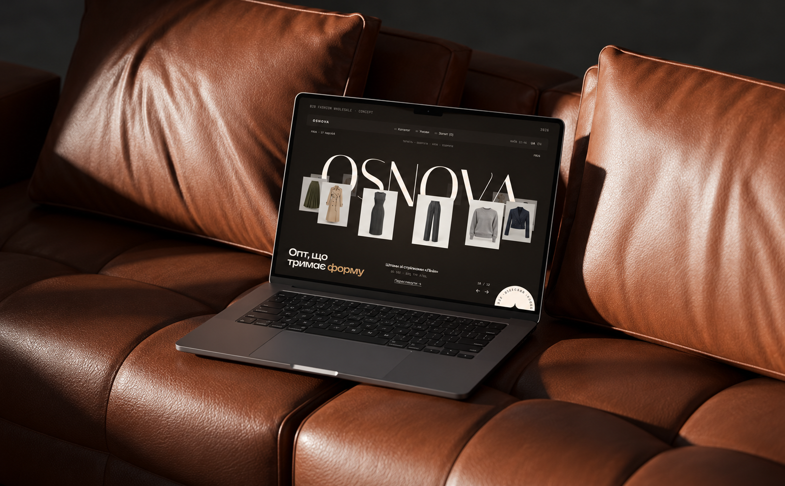 Orbit hero + 360° viewer for a B2B clothing catalogue 360 viewer b2b catalog ecommerce editorial fashion interaction design landing page minimal product page prototype ui design ux design web design webflow alternative wholesale