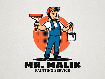 Retro mascot logo profession theme painter painting profession professional